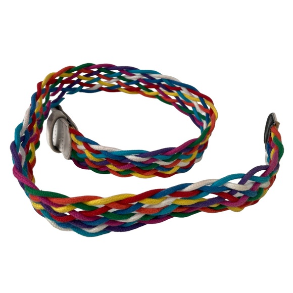 Vintage Rainbow Braided Pride USA Made Belt With Buckle Medium Large M/L LGBTQ+ - Picture 3 of 12